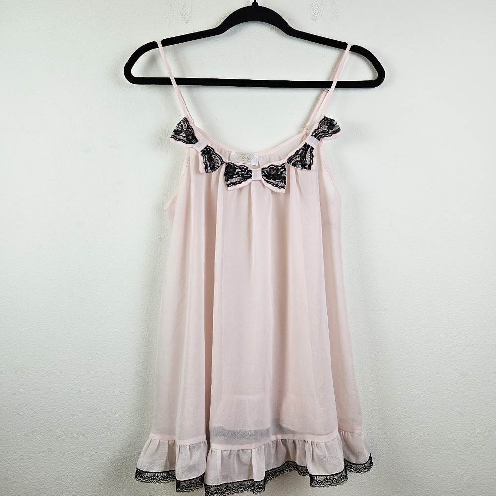 Flora by Flora Nikrooz Pink bows Chemise Lingerie Small